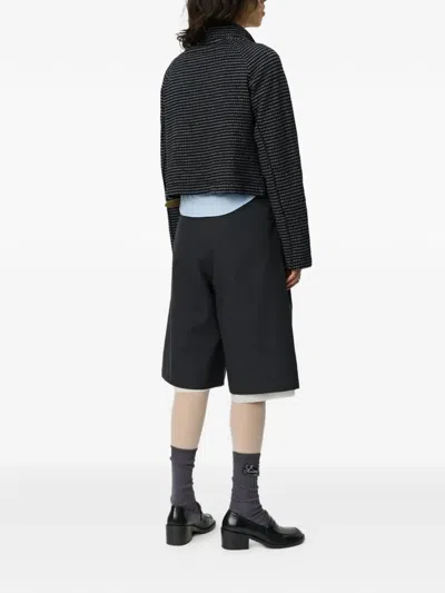 Mfpen Check-pattern Cropped Jacket In Black