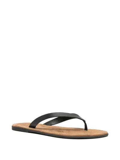The Row Leather Beach Thong Sandals Flat Sole In Black