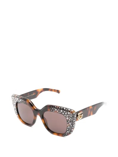 Gucci Crystal-embellished Square-frame Sunglasses In Pattern