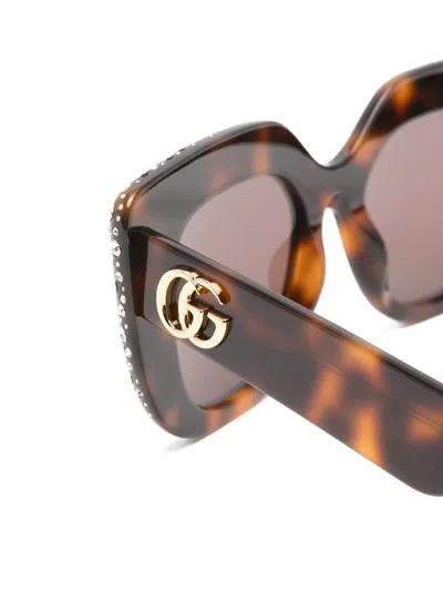 Gucci Crystal-embellished Square-frame Sunglasses In Pattern
