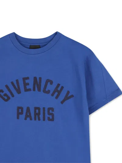 Givenchy Logo-embroidered T-shirt In Blue