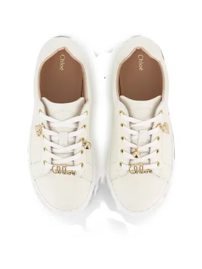 Chloé Scalloped Leather Sneakers In Multi