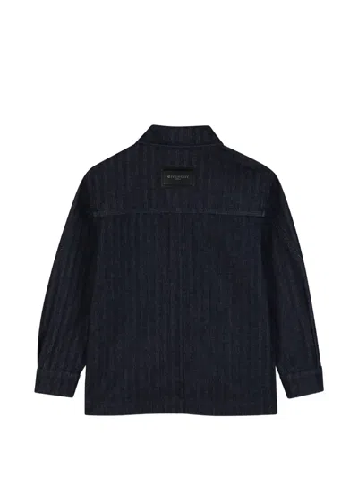 Givenchy Herringbone Denim Overshirt In Blue