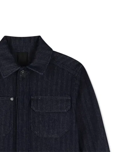 Givenchy Herringbone Denim Overshirt In Blue