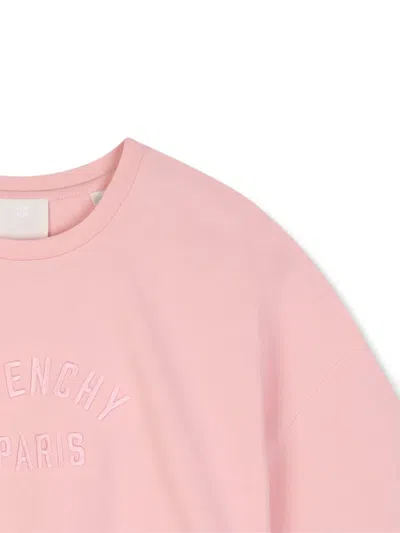 Givenchy Logo-embroidered Cropped T-shirt In Pink