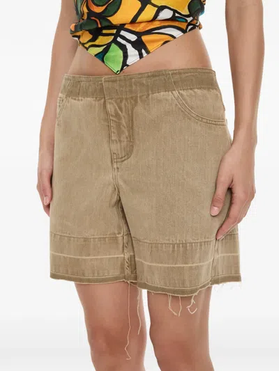 Christopher Esber Deconstruct Raw-cut Shorts In Brown