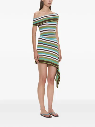 Christopher Esber Stripe-knit Draped Mini Dress In Multi