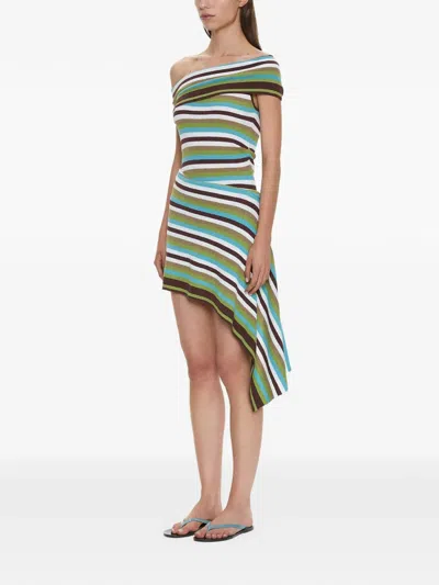 Christopher Esber Stripe-knit Draped Mini Dress In Multi