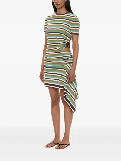 Christopher Esber Orbit Stripe-knit T-shirt In Animal Print