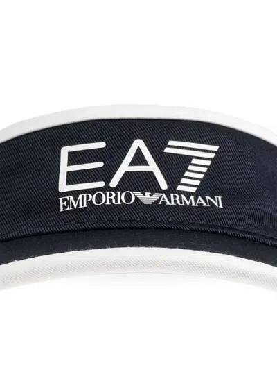 Ea7 Logo-print Contrast-trim Visor In Blue