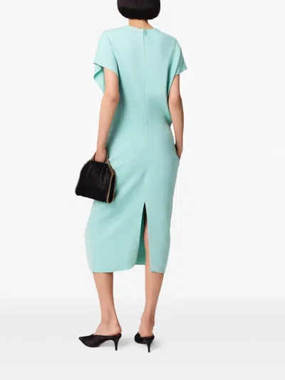 Stella Mccartney Midi Dress With V-neck And Drape In Blue