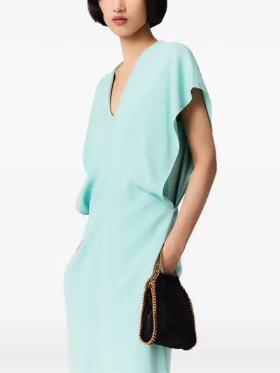 Stella Mccartney Midi Dress With V-neck And Drape In Blue