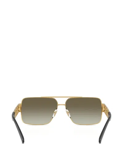 Versace Wire-frame Rectangular Sunglasses In Gold