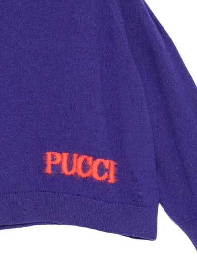 Pucci Junior Cold-shoulder Logo Sweater In Pattern