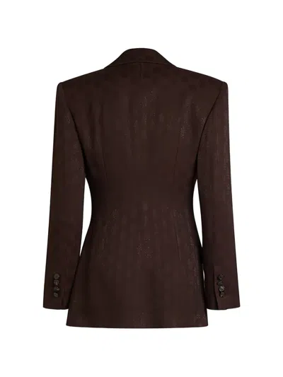 Etro Jacquard-patterned Single-breasted Blazer In Brown