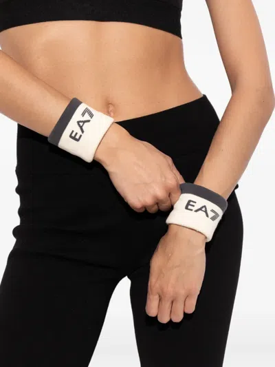 Ea7 Logo-print Wristbands In White