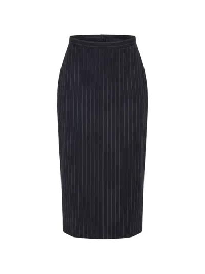 Givenchy Pinstripe-pattern Wool Midi Skirt In Black