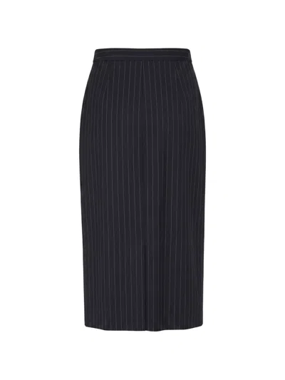 Givenchy Pinstripe-pattern Wool Midi Skirt In Black