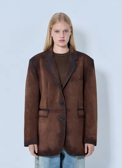 Acne Studios Distressed Suede Blazer In Brown