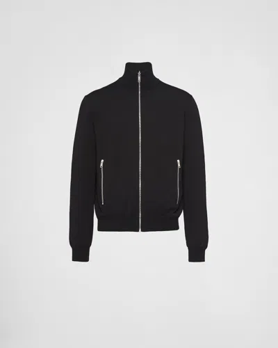 Prada Reversible Virgin Wool And Re-nylon Jacket In Black