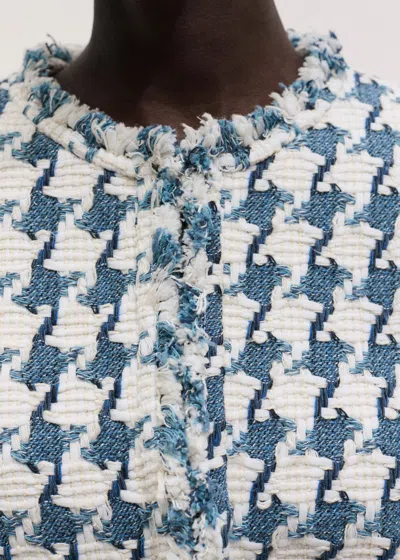 Me+em Statement Houndstooth Short Jacket Navy-soft White In Multi