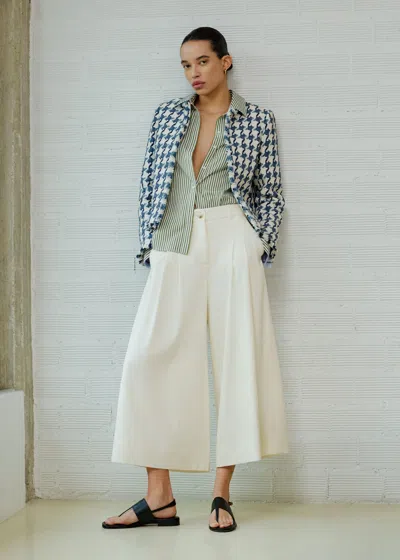 Me+em Statement Houndstooth Short Jacket Navy-soft White In Multi