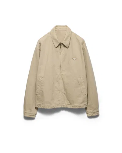 Prada Old Denim Blouson Jacket In Brown