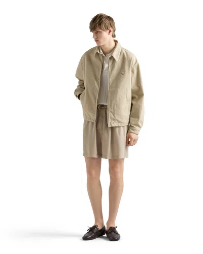 Prada Old Denim Blouson Jacket In Brown