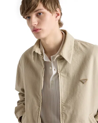 Prada Old Denim Blouson Jacket In Brown