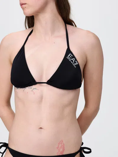 Ea7 Triangle Bikini With Logo In Black