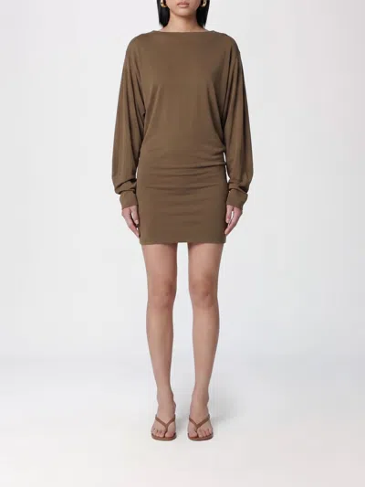 Jacquemus The Mistral Open-back Draped Jersey Mini Dress In Brown