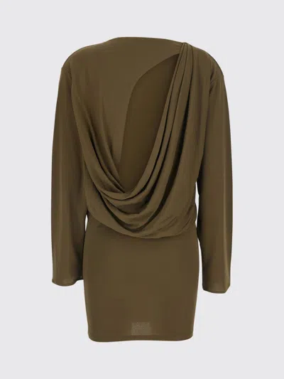 Jacquemus The Mistral Open-back Draped Jersey Mini Dress In Brown