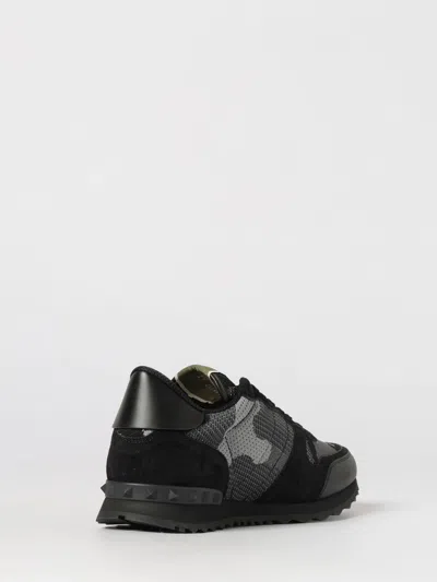 Valentino Garavani Mans Rockrunner Camouflage Noir Leather And Fabric Sneakers In Black