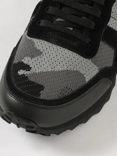 Valentino Garavani Mans Rockrunner Camouflage Noir Leather And Fabric Sneakers In Black