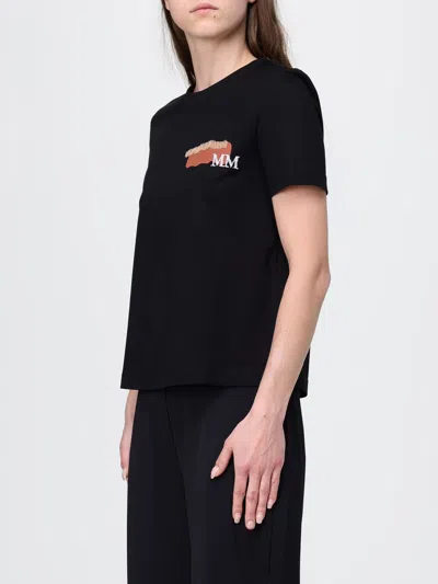 Mm Max Mara Printed Cotton T-shirt In Black