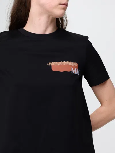Mm Max Mara Printed Cotton T-shirt In Black