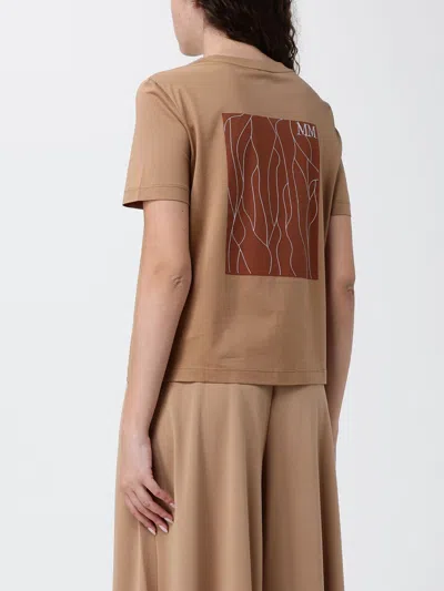 Mm Max Mara Printed Cotton T-shirt In Brown