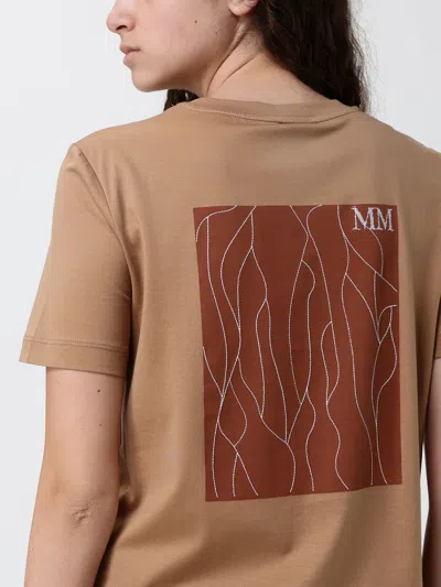 Mm Max Mara Printed Cotton T-shirt In Brown