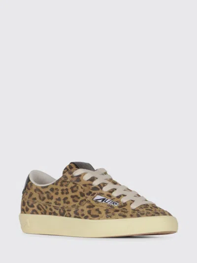 Autry Windscape Low Sneakers In Leopard And Black Suede In Animal Print