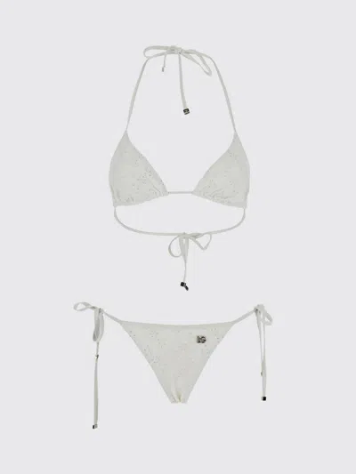 Dolce & Gabbana Embroidered Triangle Bikini In White