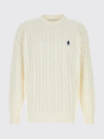 Prada Off White Logo Sweaters In Neutral