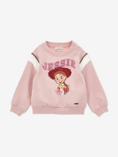 Monnalisa Kids' X Pixar Crystal-embellished Graphic-print Sweatshirt In Pink