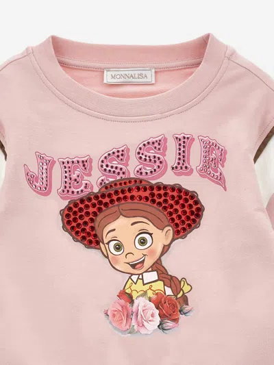 Monnalisa Kids' X Pixar Crystal-embellished Graphic-print Sweatshirt In Pink