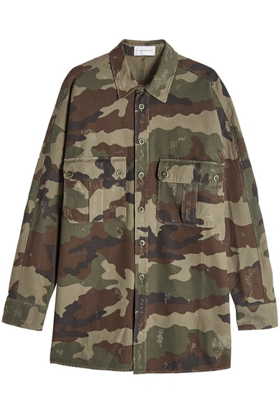 Faith Connexion Distressed Camouflage Shirt Jacket In Green