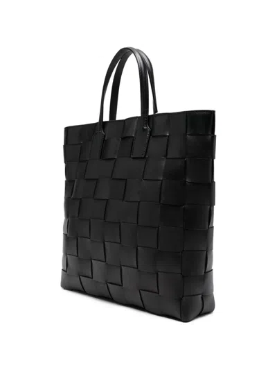 Dragon Diffusion Medium Pino Woven Top-handle Tote Bag In Black