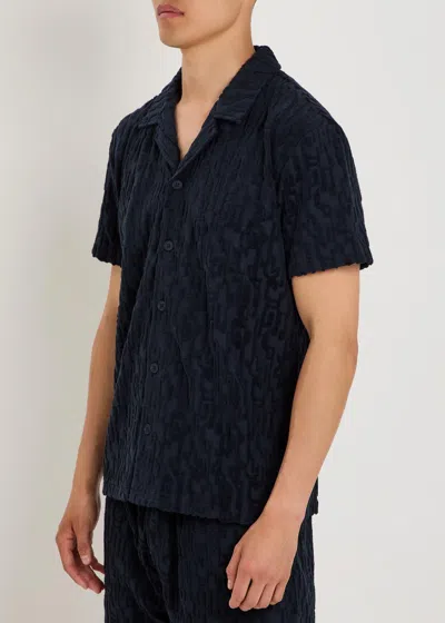 Raith Fausto Geometric-patterned Terry-cloth Shirt In Blue