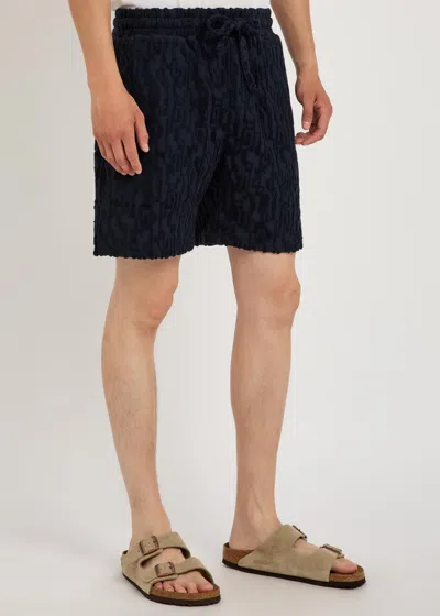 Raith Fausto Flocked-pattern Terry Shorts In Blue