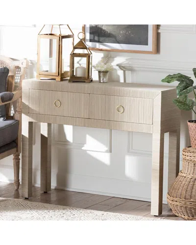 Baxton Studio Noah Grasscloth 2-drawer Console Table In Brown