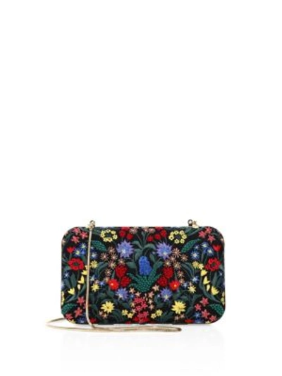 Alice And Olivia Chelsea Wildflower Shirley Clutch In Black-multi