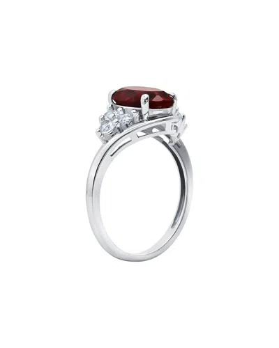 Maxcolor 10k 1.70 Ct. Tw. Lab-grown Ruby Halo Ring In Silver